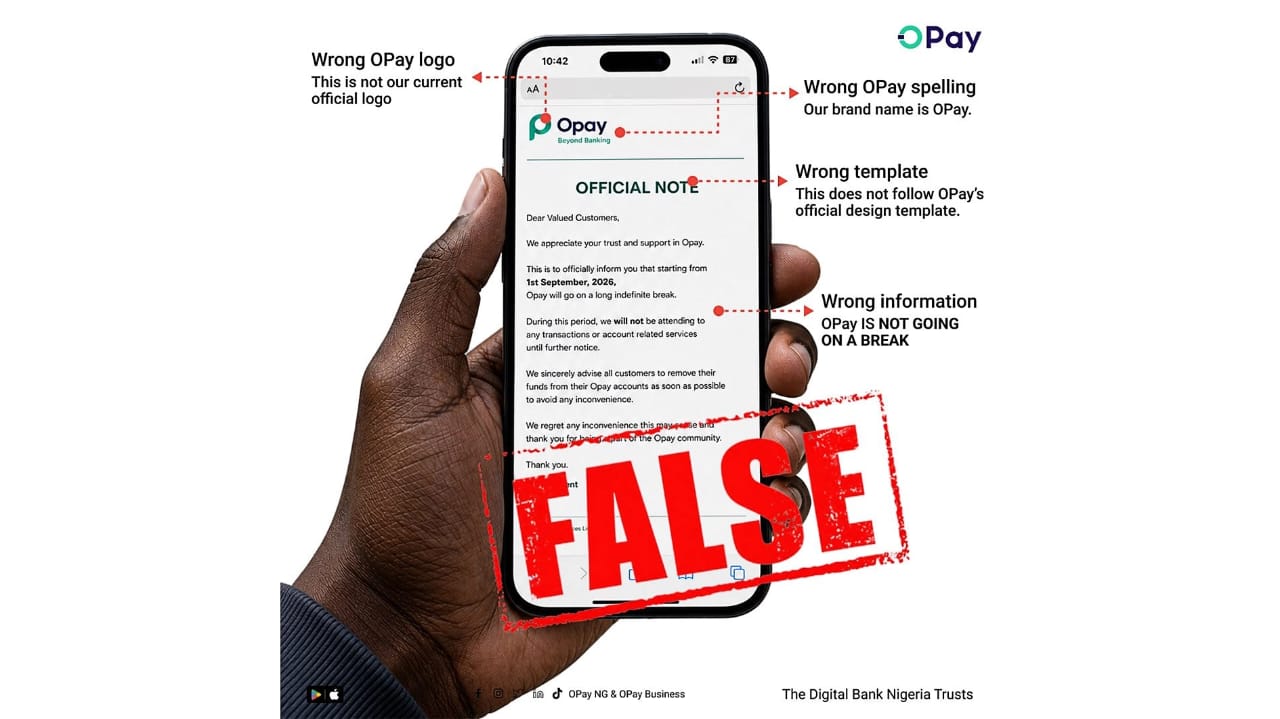OPay Denies Shutdown Rumour as Viral Message Causes Confusion Among Customers